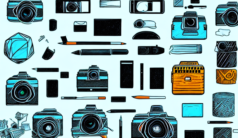 Various objects representing different side hustles such as a camera (for photography)