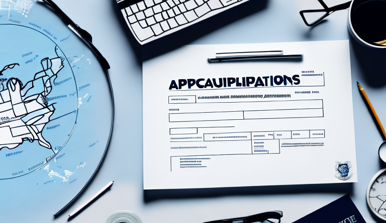 A pile of scholarship application forms on a desk